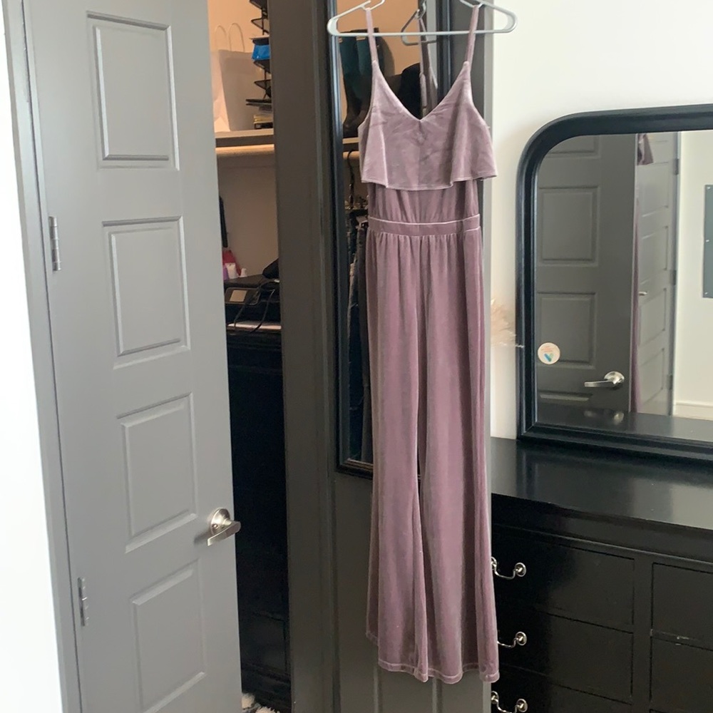 Long jumpsuit purple velvet
